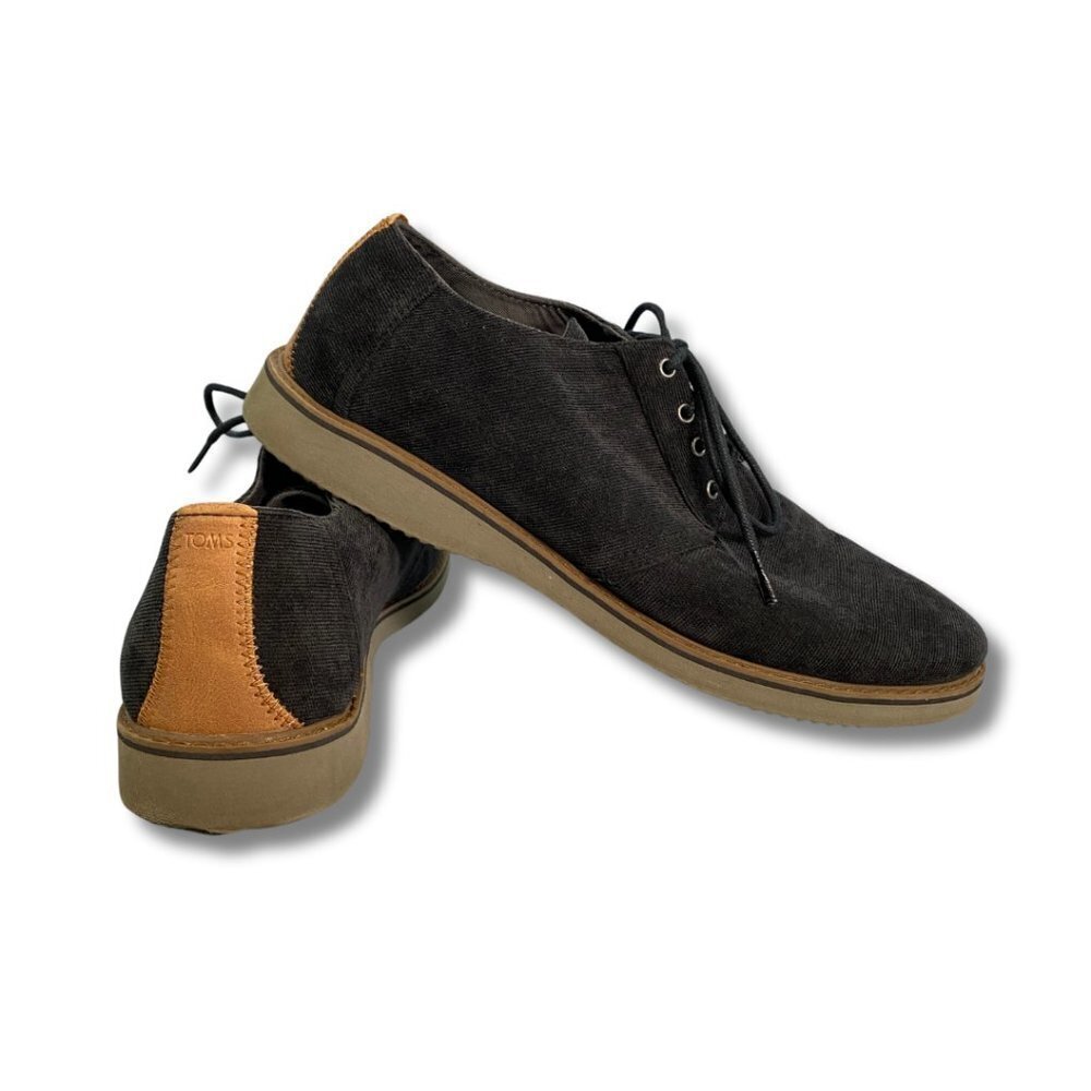 TOMS Men’s Preston Dress Shoes Micro Corduroy Black Lace Up Size 12 GUC